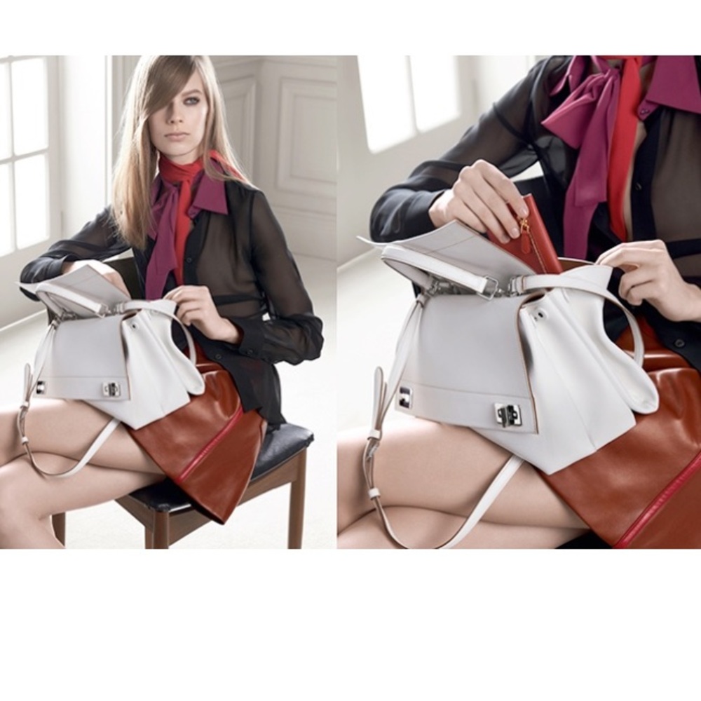 RARE PRADA Runway/AD 2014 Vitello Lux Calf Double Flap Satchel COA - Picture 4 of 16